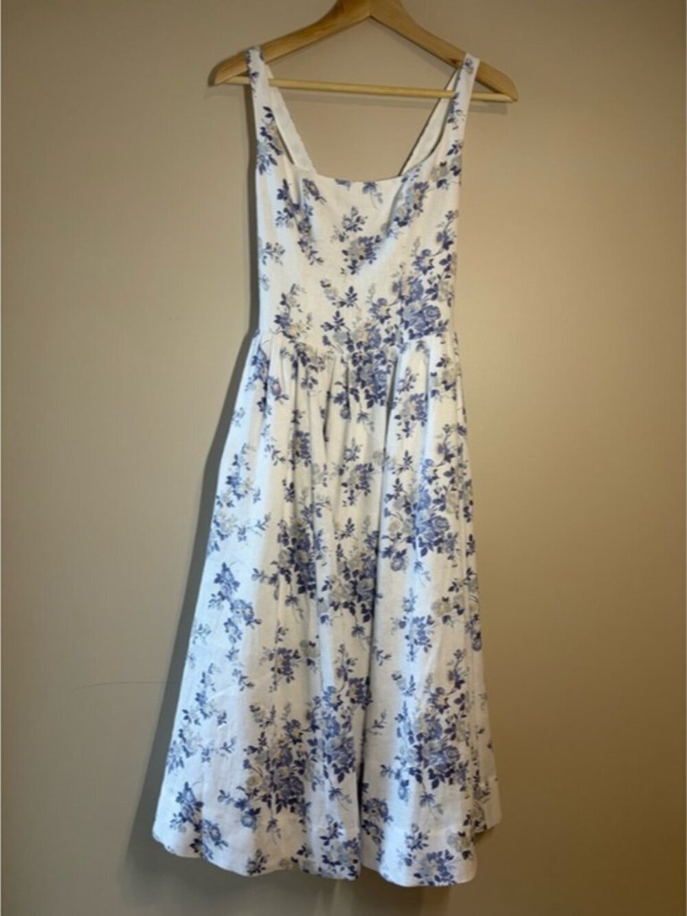 NEW Reformation Janu Midi Linen Dress Lana Floral Blue White | US 0 / UK 4 - Picture 7 of 15